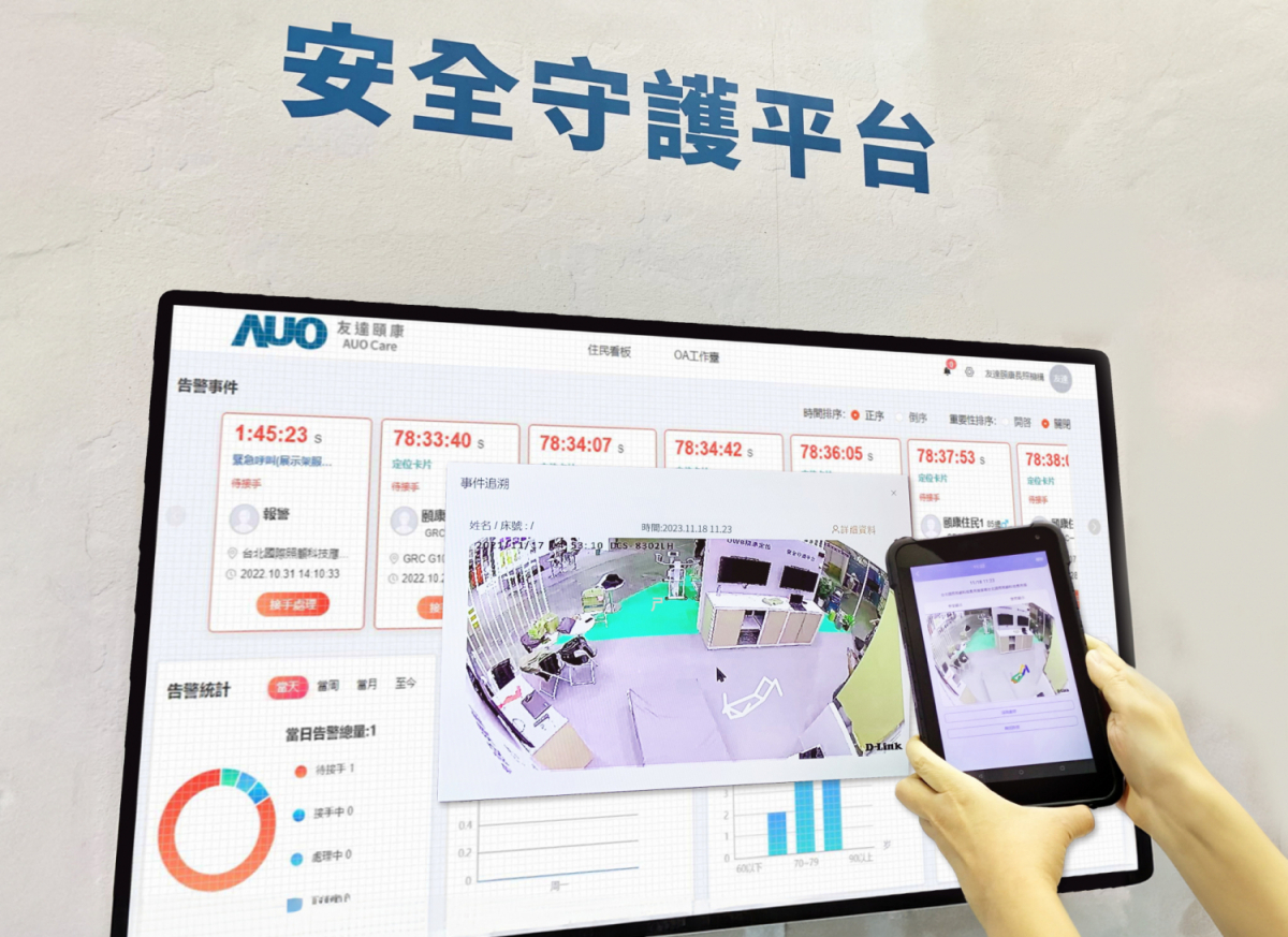beats365颐康整合软硬件包含跌倒侦测、智能床垫和紧急呼叫管理等，透过安全守护平台进行IoT设备统一监控与管理，提供长照场域落实安全守护方案